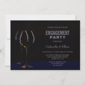 Invitation Black Blue Wine Glass Party (Devant)