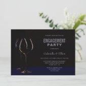 Invitation Black Blue Wine Glass Party (Debout devant)