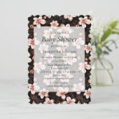 Invitation Black Blush Rose Rose Baby shower Floral Or (Debout devant)