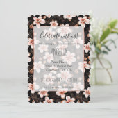 Invitation Black Blush Rose Rose Or Floral Anniversaire (Debout devant)