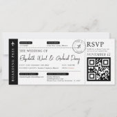 Invitation Black Boarding Pass Voyage Destination Mariage (Devant)