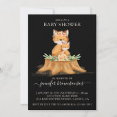 Invitation Black Boho Famille Fox Baby shower maman (Devant)