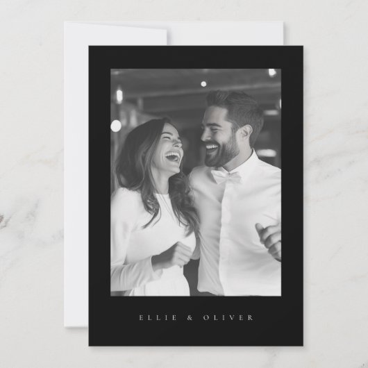 Invitation Black Boho Mariage photo moderne moderne moderne (Devant)
