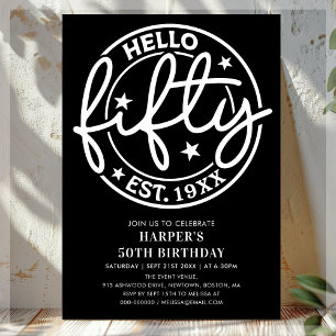 Invitation Black Bonjour Cinquante-Anniversaire