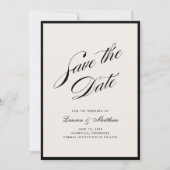 Invitation Black Border Ivory Modern Save the Date (Devant)