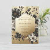 Invitation Black Botanical Opulent Wedding (Debout devant)