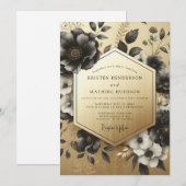 Invitation Black Botanical Opulent Wedding (Devant / Derrière)