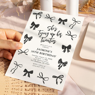 Invitation Black Bow 30th Birthday Party
