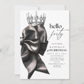 Invitation Black Bow 40th Birthday (Devant)