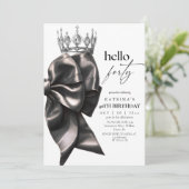 Invitation Black Bow 40th Birthday (Debout devant)