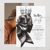 Invitation Black Bow 40th Birthday (Devant / Derrière)