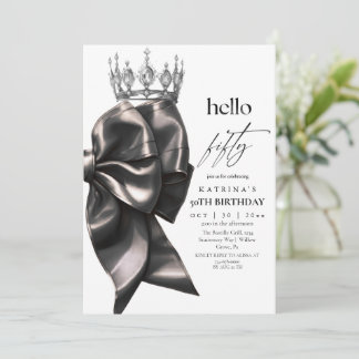 Invitation Black Bow 50th Birthday