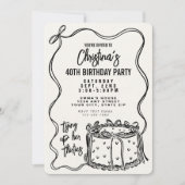 Invitation Black Bow Attache ses trente 40e anniversaire (Devant)