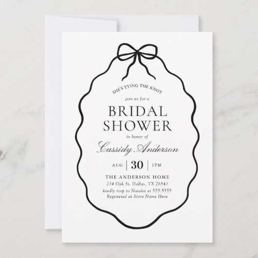 Invitation Black Bow Bridal Shower (Devant)