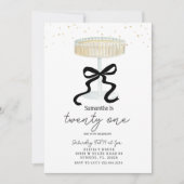 Invitation Black Bow Champagne Glass Party Invite (Devant)