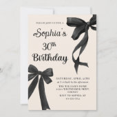 Invitation Black Bow Coquette 30e anniversaire de fête Invita (Devant)