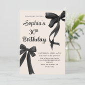 Invitation Black Bow Coquette 30e anniversaire de fête Invita (Debout devant)
