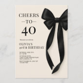 Invitation Black Bow Coquette 40th Birthday (Devant)
