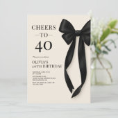 Invitation Black Bow Coquette 40th Birthday (Debout devant)