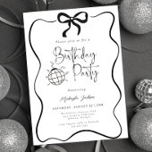 Invitation Black Bow Coquette Hand-drawn Party Birthday