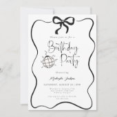 Invitation Black Bow Coquette Hand-drawn Party Birthday (Devant)