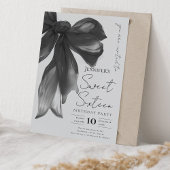 Invitation Black Bow Coquette Script Sweet 16 Party Gray 