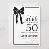 Invitation Black Bow Coquette Surprise 50e anniversaire fête (Devant)