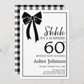 Invitation Black Bow Coquette Surprise 60e fête d'anniversair (Devant / Derrière)