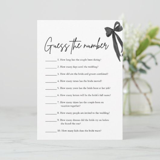 Invitation Black Bow devine le jeu de Fête des mariées numéri (Debout devant)