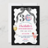 Invitation Black Bow Disco Ball Cocktail du trentième anniver (Devant)