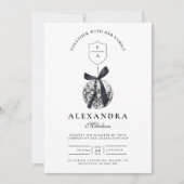 Invitation Black Bow Disco Ball Party (Devant)