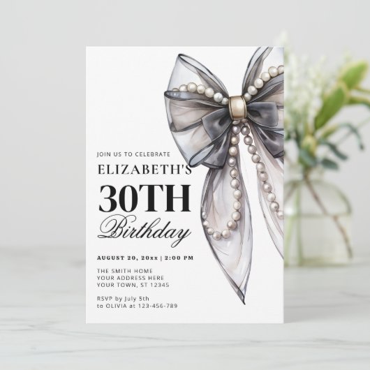 Invitation Black Bow Elegant 30e anniversaire (Debout devant)