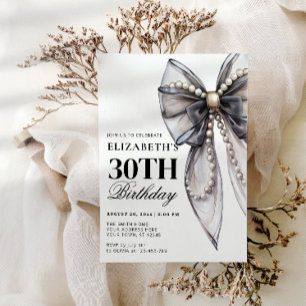 Invitation Black Bow Elegant 30e anniversaire