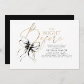 Invitation Black Bow Elegant Modern Chic Rehearsal Dinner (Devant / Derrière)