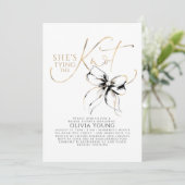 Invitation Black Bow Elegant Modern Minimalist Bridal Shower (Debout devant)