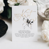 Invitation Black Bow Elegant Modern Minimalist Bridal Shower