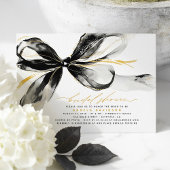 Invitation Black Bow Elegant Romantic Modern Bridal Shower