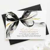 Invitation Black Bow Elegant Romantic Modern Bridal Shower