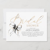 Invitation Black Bow Elegant Romantic Modern Bridal Shower (Devant)