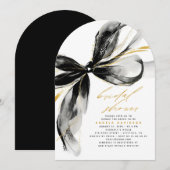 Invitation Black Bow Elegant Romantic Whimsical Bridal Shower (Devant / Derrière)