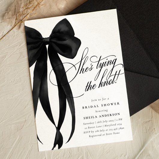 Invitation Black Bow Elle Attache La Fête des mariées de noeu