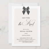 Invitation Black Bow Elle Noue le Nœud Réception de Mariage (Devant)