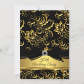 Invitation Black bow Gold Damask 50e anniversaire (Devant)