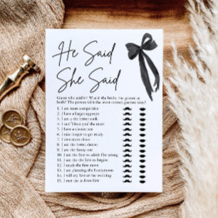 Invitation Black Bow Il A Dit Qu'Elle A Dit Fête des mariées 