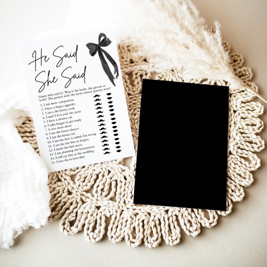 Invitation Black Bow Il A Dit Qu'Elle A Dit Fête des mariées