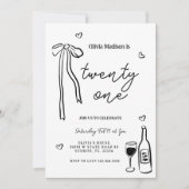 Invitation Black Bow Minimaliste 21ème anniversaire (Devant)