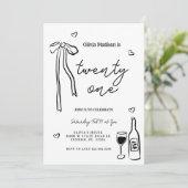 Invitation Black Bow Minimaliste 21ème anniversaire (Debout devant)