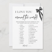 Invitation Black Bow moderne Je t'aime autour du monde Jeu (Devant)