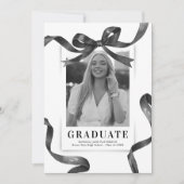 Invitation Black Bow Photo Graduation Party (Devant)