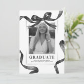 Invitation Black Bow Photo Graduation Party (Debout devant)